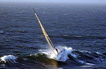 Team Tyco in tough conditions leaving Cape Town South Africa during the Volvo Ocean Race, 2001-2002.