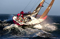 Djuice dragons in tough conditions leaving Cape Town South Africa during the Volvo Ocean Race 2001-2002.