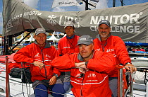 Skipper of "Amer Sports One", Grant Dalton, with crew (left to right) Roger Neilson, Bouwe Bekking and Dee Smith during the Volvo Ocean Race Restart for Leg 8, La Rochelle France to Gothenburg Sweden,...