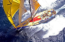 Assa Abloy rounds Ushant on leg 8, La Rochelle France to Gothenburg Sweden, during the Volvo Ocean Race, 26 May, 2001-2002.