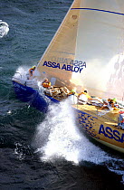 Assa Abloy during a sail change on Leg 8, La Rochelle France to Gothenburg Sweden, in the Volvo Ocean Race, 2001-2002.