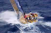 Assa Abloy battles towards Hobart on leg 3 of the Volvo Ocean Race, 2001-2002.