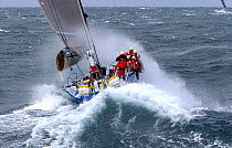 "News Corp" and "Illbruck Challenge" battle towards Hobart on leg 3 of the Volvo Ocean Race, 2001-2002.