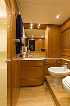 Bathroom aboard Technema 65 motoryacht built at the Rizzardi boatyard.