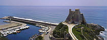 Marina and castle at Sperlonga, Italy. ^^^Sperlonga is halfway between Naples and Rome, perched on the top of a rocky crag.