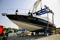 The Alfamarine 47 luxury yacht is complete and ready to go in the water. The superyacht was built at the Cantieri Alfamarine, Fiumicino, Lazio, Italy.