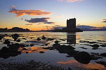 Castle Stalker at sunset, Port Appin, Argyll, Scotland. February 2006.