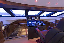 The cockpit onboard Velvet 83', a luxurious motoryacht model from boatbuilders Cantieri Tecnomar, Viareggio, Italy.