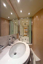 The en suite bathroom to the master bedroom of the luxurious 35-metre motoryacht Gaia, from boatbuilder Cantieri Maiora, Italy.