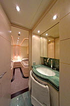 The en suite bathroom to the guestroom of the luxurious 35-metre motoryacht Gaia, from boatbuilder Cantieri Maiora, Italy.