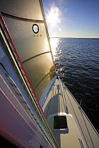 J124 yacht sailing on Naraggansett Bay, Rhode Island, USA.