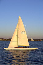 30ft "Water Witch" 48 sailing under a full moon on Narragansett Bay, Rhode Island, USA. Although modern, the Water Witch is based on a 1937 Knud Reimens classic design of the same name. ^^^Approximate...