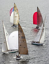 Two classes of 12 Metres cross on the course during the 12 Metre World's Competition 2005, Newport, Rhode Island, USA.