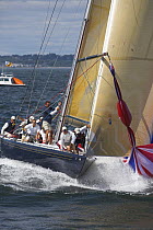 "Freedom" hoists its spinnaker while racing in the 12 Metre World's Competition 2005, Newport, Rhode Island, USA.