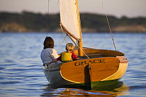 Cat rigged 12.5ft Herreshoff dinghy "Grace", sailed by Adrian van der Wal, Newport, Rhode Island, USA.