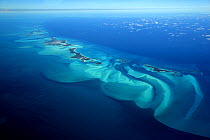 Aerial view of the islands of Exuma, part of the chain of 365 islands that form the Bahamas.