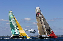 ABN AMRO One skippered by Mike Sandeson race with Pirates of the Caribbean skippered by Paul Cayard (USA) during the inport race in Melbourne Australia during the Volvo Ocean Race, February 4 2006.