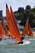 Skandia Cowes Week, day 2 July 30. The squib fleet racing off Cowes UK in the Solent, 2006.