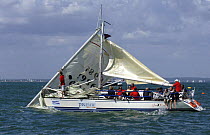 IRC3 GBR9863 "In X Celsis" with a broken mast during Skandia Cowes Week, Solent, UK day 2, July 30, 2006.