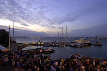 Crowds wait for the firework display on August 4 at the new Royal Yacht Squadron yacht haven, 2006.