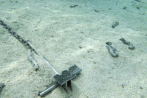 Anchor on sandy sea floor