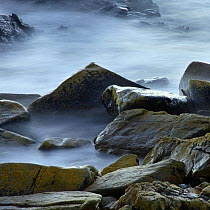 Granite rocks of Armor's coast in Brittany, France, near Perros Guirec.