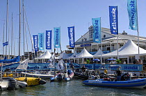 Skandia Cowes Week Banners on the waterfront, UK, day 2, August 5, 2007.