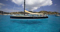 "Bella Mente" anchored in the turquoise waters before St. Barths Bucket Regatta, St Barthelemy, Caribbean