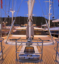 The deck of a superyacht at St.Barths Regatta, Caribbean.