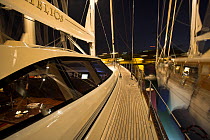 Onboard "Helios" docked for the night during the St. Barts Bucket Regatta, St Barthelemy, Caribbean.