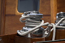 Lines wrapped around two stainless steel winches.