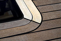 Onboard detail of 140ft luxury schooner "Skylge", designed by André Hoek and built by Holland Jachtbouw, sailing in the French Riviera, France. Property released.