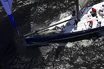 Aerial of the teamwork onboard, downwind during the Onion Patch Series 2006 in Newport, Rhode Island, USA.