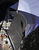 Aerial of crew work and sails during the Onion Patch Series 2006 in Newport, Rhode Island, USA.