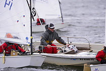 Dinghy sailing during the Optimist regatta, Newport, Rhode Island, USA.