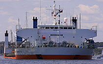Yacht transport ship "Dockwise" leaving port, Newport, Rhode Island, USA.