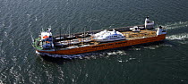 Yacht transport ship leaving port. Newport, Rhode Island.