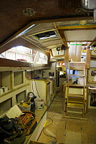 Yacht interior under construction.