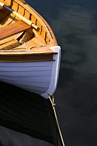 Clinker-built tender moored at the Newport Wooden Boat Show, Rhode Island.