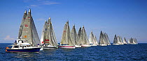 Yachts lined up at the start line at the Farr 40 one-design class World Championship.