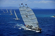Megayacht "Maltese Falcon" racing in the St Barth's Bucket 2007, St Barthelemy, Caribbean. Property released.