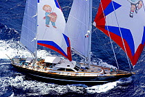 Superyacht ^Rebecca^ racing in the St Barth's Bucket 2007, St Barthelemy, Caribbean.