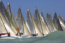 One-design classes lining up at the start line at Key West Race Week 2006, Florida, USA.