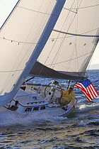 Sailing a Morris 42 yacht in Maine, USA.