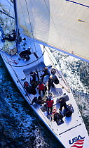 12m yacht sailing downwind under spinnaker in the 2006 12 Metre North American Championships, Newport, Rhode Island, USA.