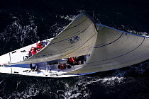 Aerial view of a 12m yacht during the 2006 12 Metre North American Championships, Newport, Rhode Island, USA.