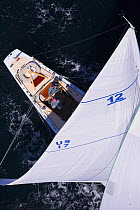 Aerial view of classic 12m "Weatherly" during the 2006 12 Metre North American Championships, Newport, Rhode Island, USA.