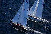 American Eagle and Columbia racing upwind side by side in the 2006 12 Metre North American Championships, Newport, Rhode Island, USA.