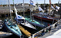 12m yachts docked at Bannister's Wharf ready for racing in the 12m North American Championships 2006, Newport, Rhode Island, USA.
