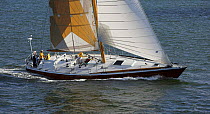 The wooden hulled Van Ki Pass sailing in Newport, Rhode Island, USA. October, 2006.